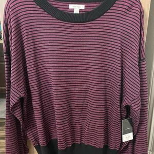 Nine West Pink and Black Striped Light Sweater | XXL